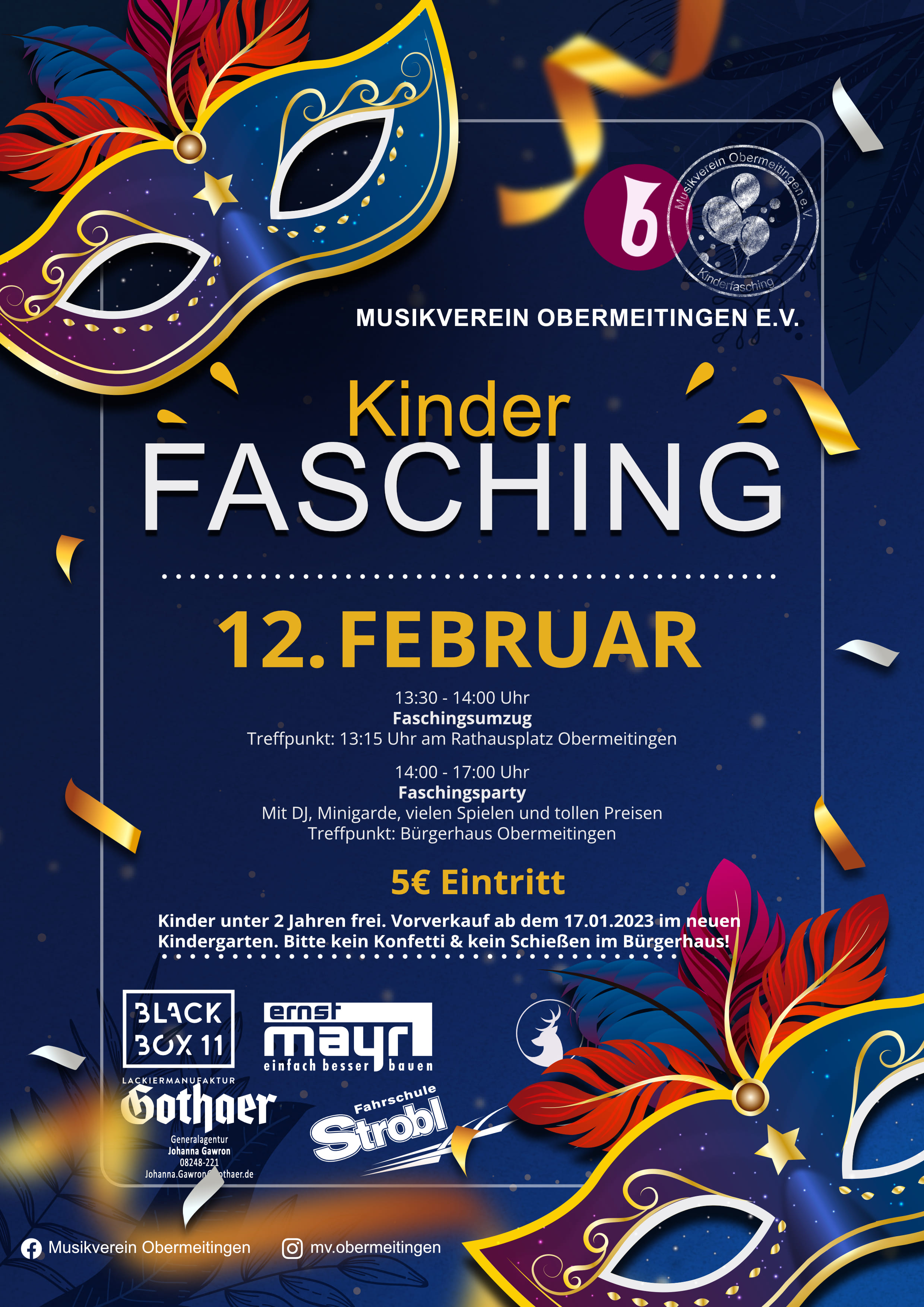 Faschingscountdown und -umzug am 12. Februar in Obermeitingen